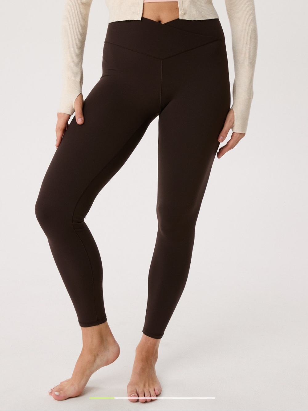 Aerie Real Me High-Waisted Crossover Brown Leggings 7/8 Length